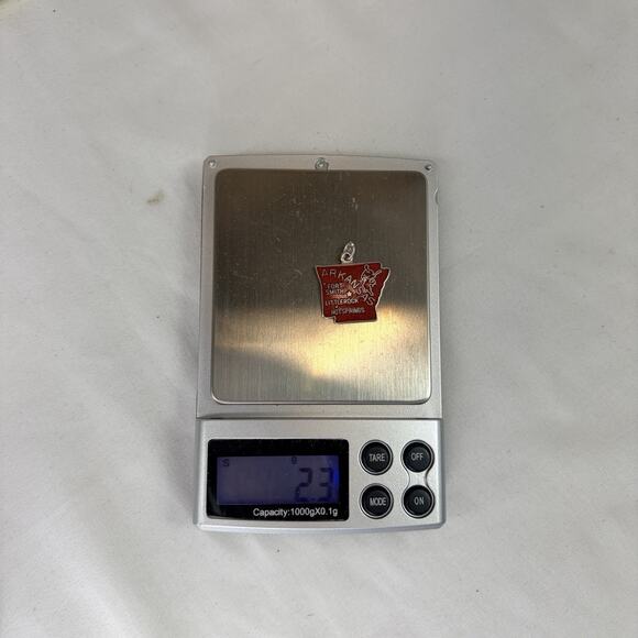 Nano Taiwan Arkansas Red Enameled Map Shape Pendant, Unknown Metal, State, City - Picture 5 of 7